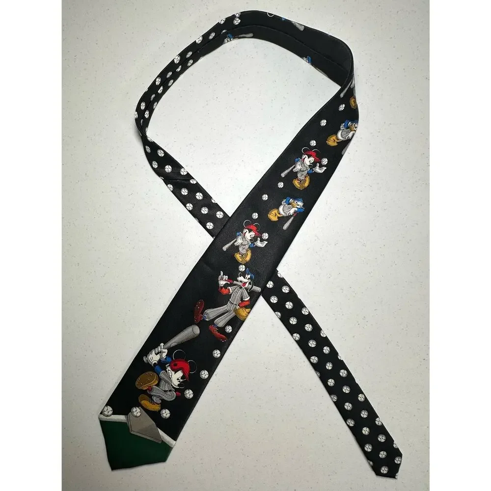Disney Mickey Unlimited Mens Neck Tie Baseball Goofy‎ Donald Duck